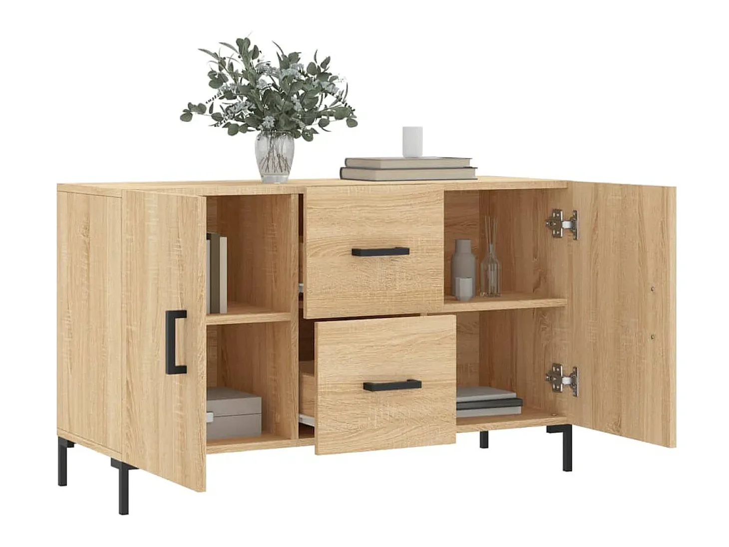 Aparador de madera de ingeniería roble Sonoma 100x36x60 cm ES97344