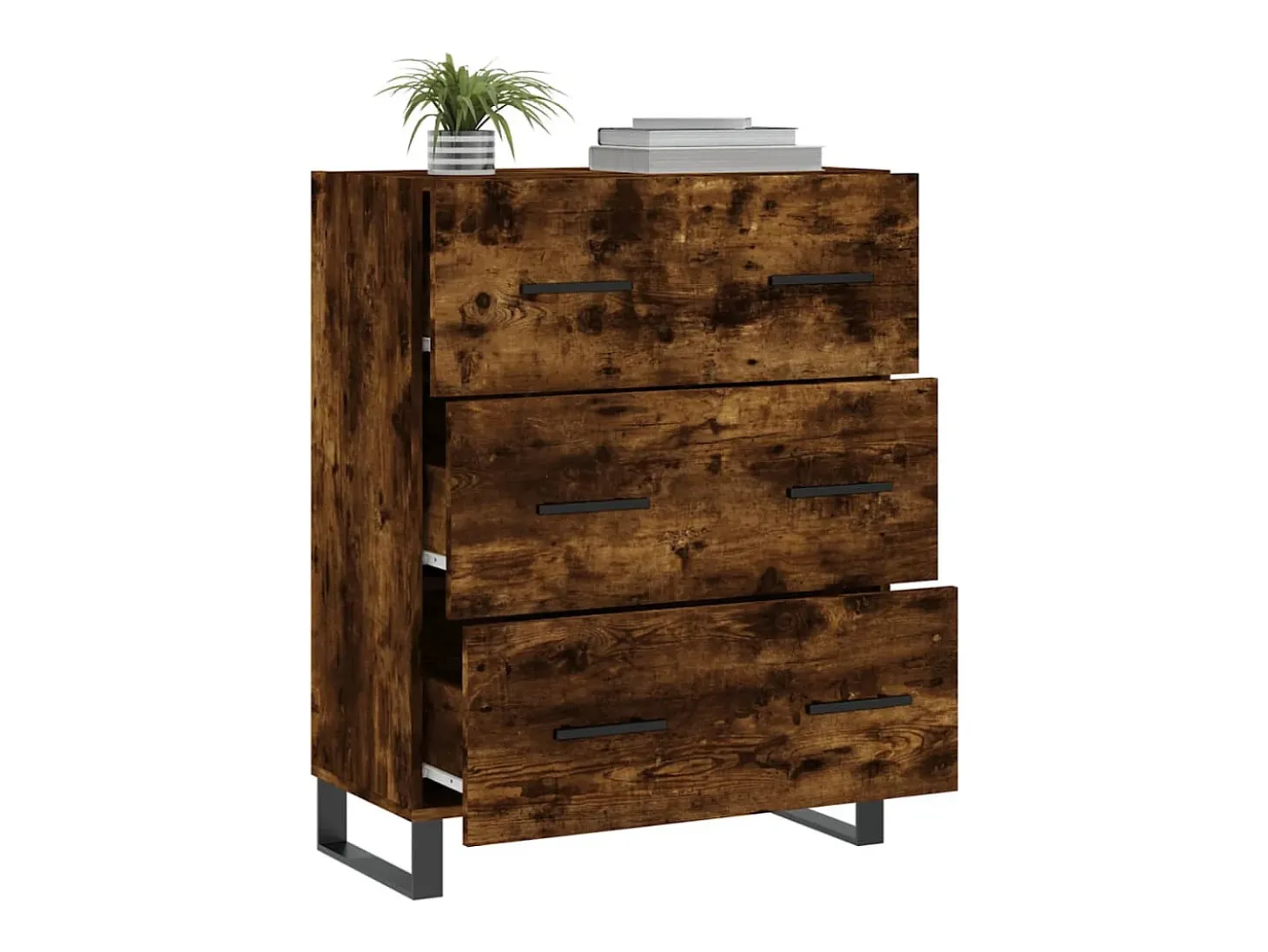 Aparador de madera de ingeniería roble ahumado 69,5x34x90 cm