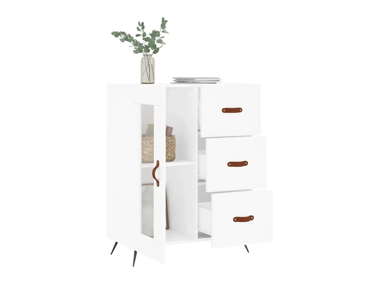 Aparador de madera de ingeniería blanco 69,5x34x90 cm ES94518