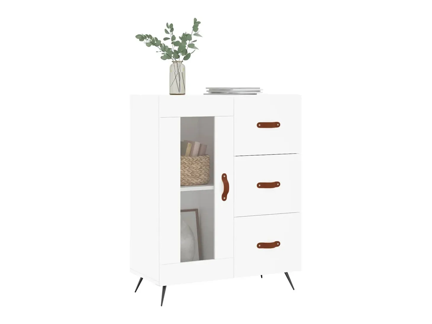 Aparador de madera de ingeniería blanco 69,5x34x90 cm ES94518