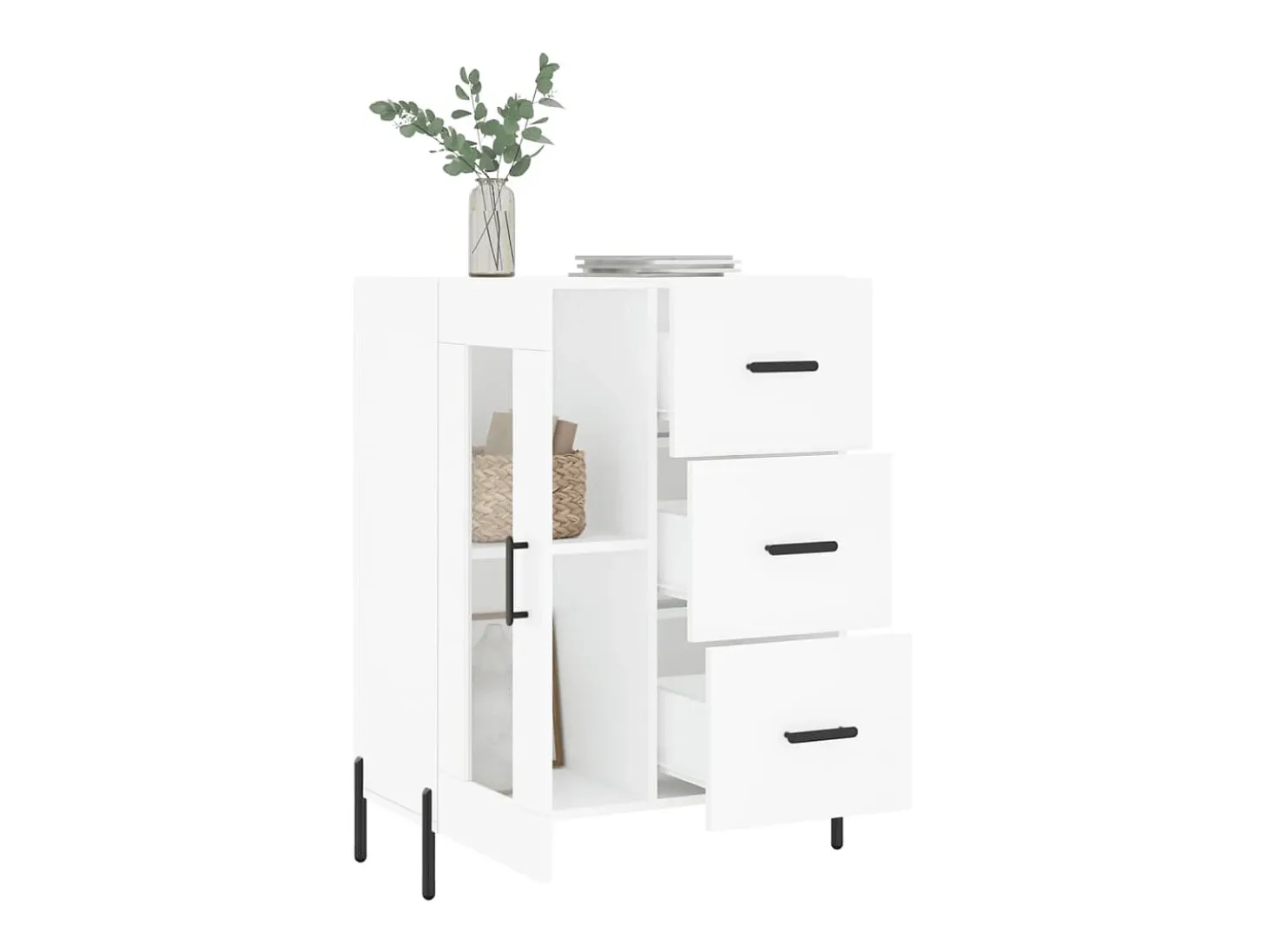 Aparador de madera de ingeniería blanco 69,5x34x90 cm ES63694