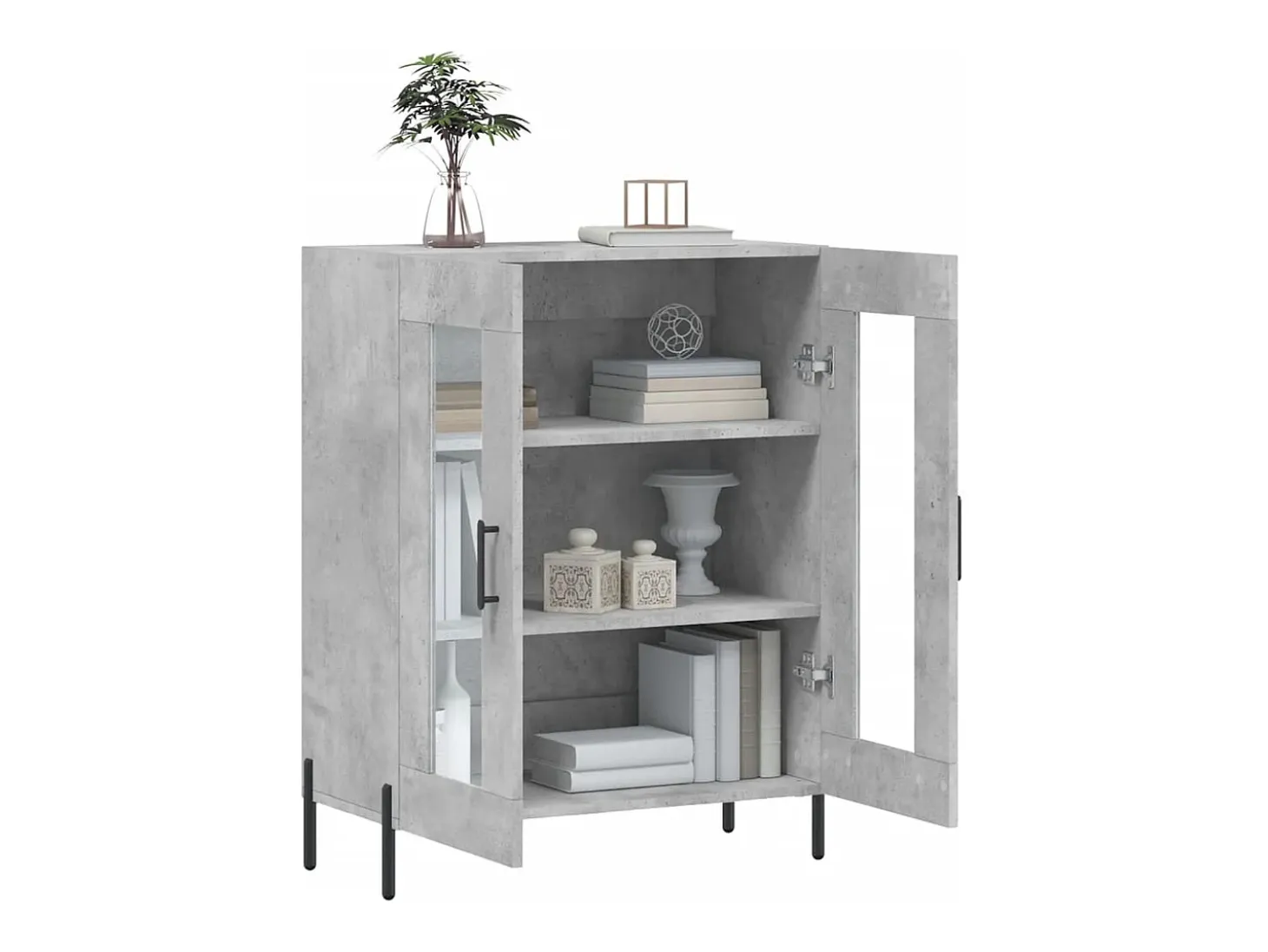 Aparador de madera de ingeniería gris hormigón 69,5x34x90 cm