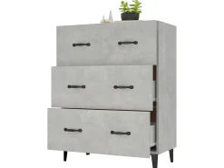 Aparador de madera de ingeniería gris hormigón 69,5x34x90 cm ES40586