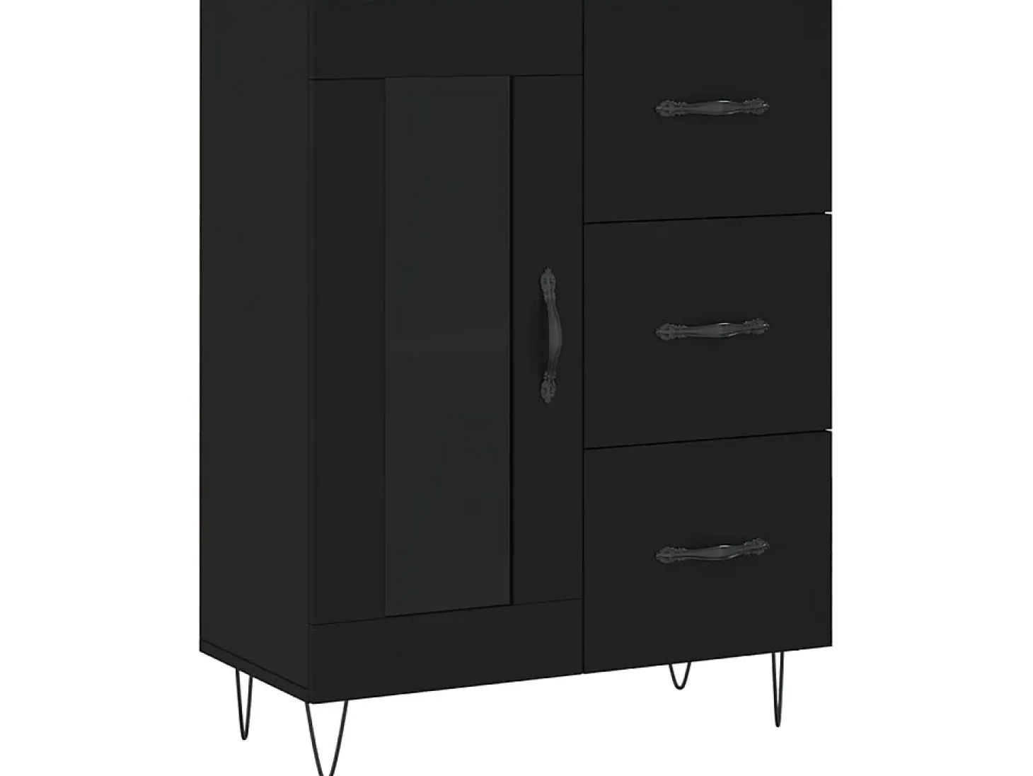 Aparador de madera de ingeniería negro 69,5x34x90 cm ES54784