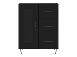 Aparador de madera de ingeniería negro 69,5x34x90 cm ES54784