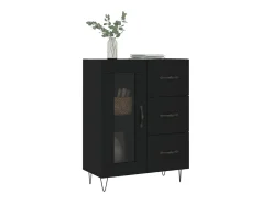 Aparador de madera de ingeniería negro 69,5x34x90 cm ES54784