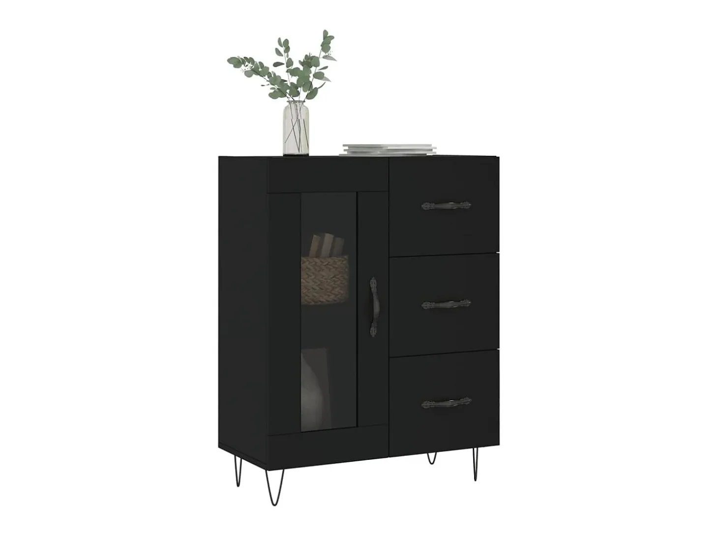 Aparador de madera de ingeniería negro 69,5x34x90 cm ES54784
