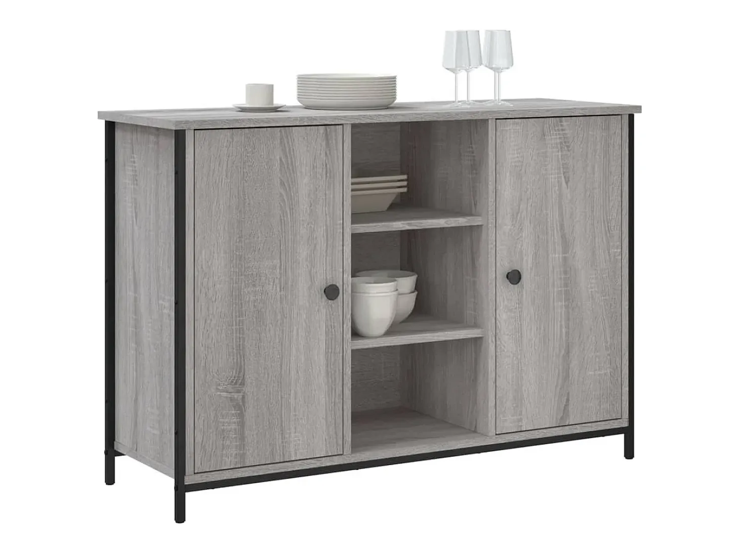 Aparador de madera de ingeniería gris Sonoma 100x35x70 cm