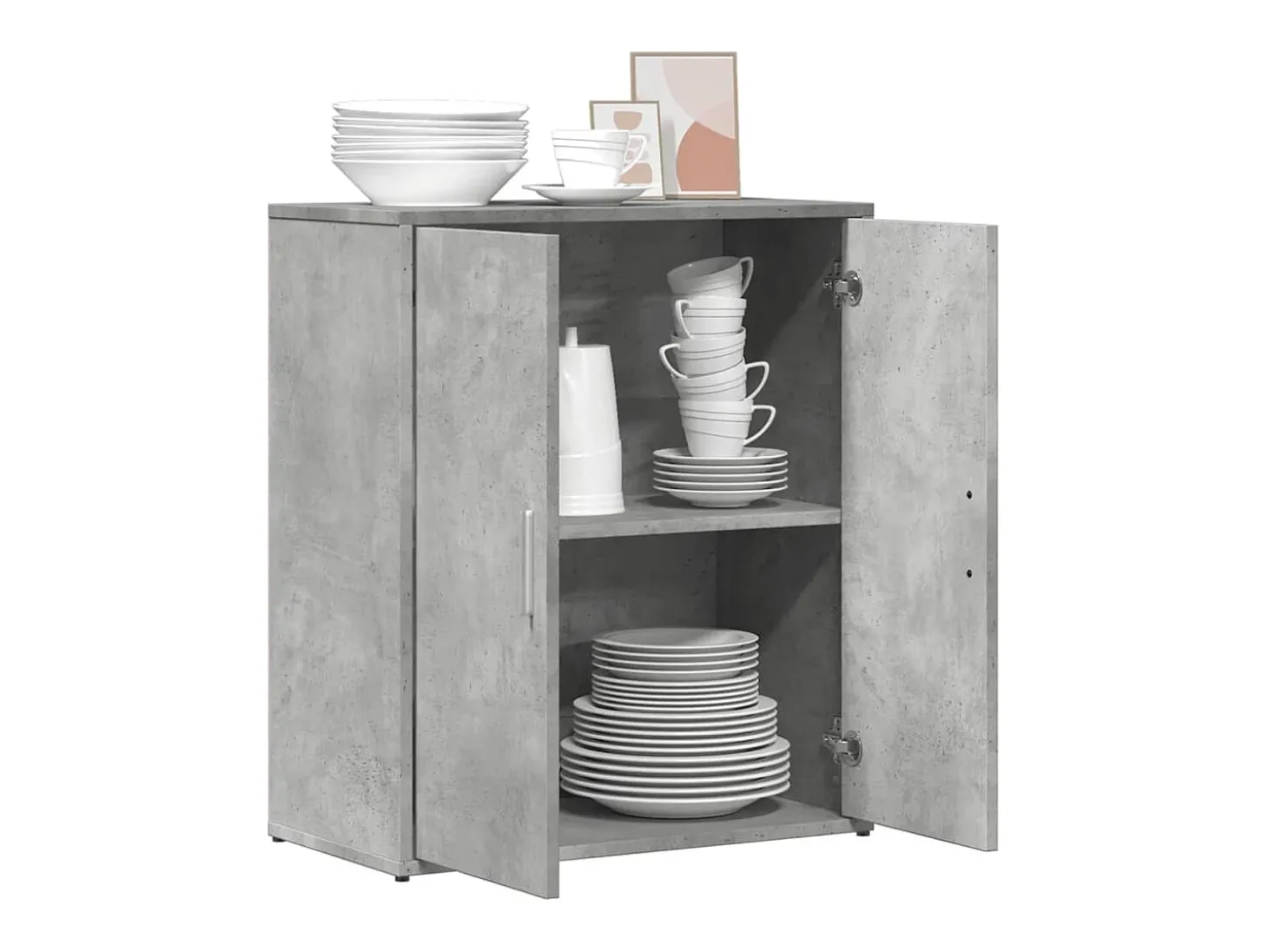 Aparador de madera de ingeniería gris hormigón 60x31x70 cm ES734717