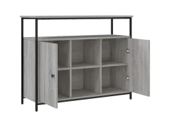 Aparador de madera de ingeniería gris Sonoma 100x35x80 cm ES56505