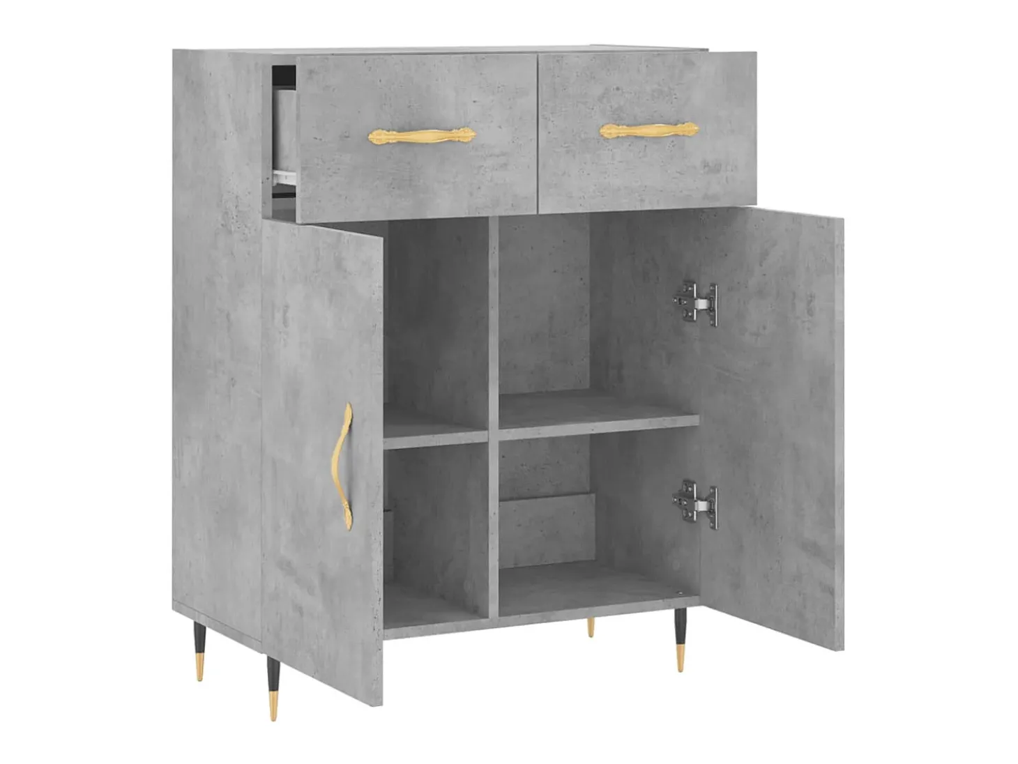 Aparador de madera de ingeniería gris hormigón 69,5x34x90 cm ES25526