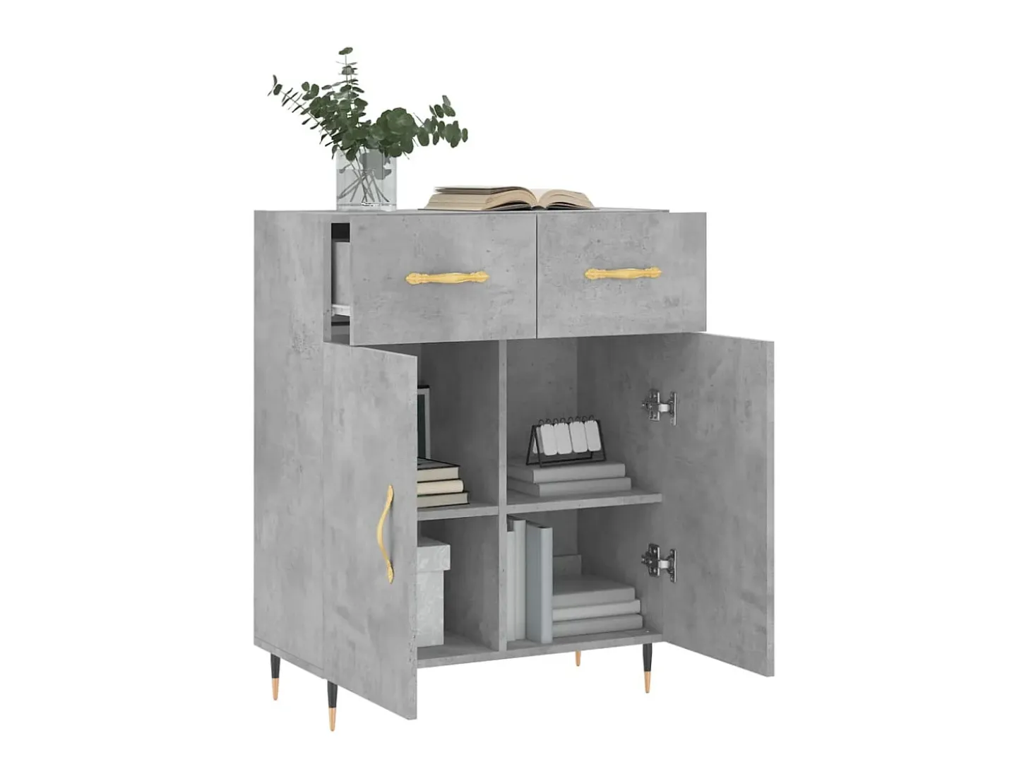 Aparador de madera de ingeniería gris hormigón 69,5x34x90 cm ES25526