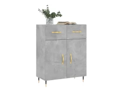 Aparador de madera de ingeniería gris hormigón 69,5x34x90 cm ES25526