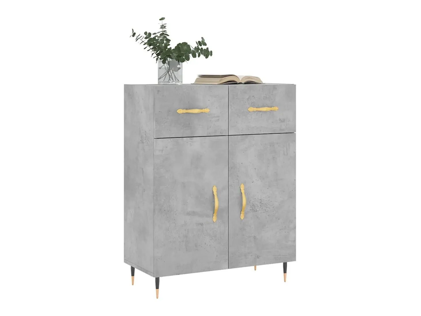 Aparador de madera de ingeniería gris hormigón 69,5x34x90 cm ES25526