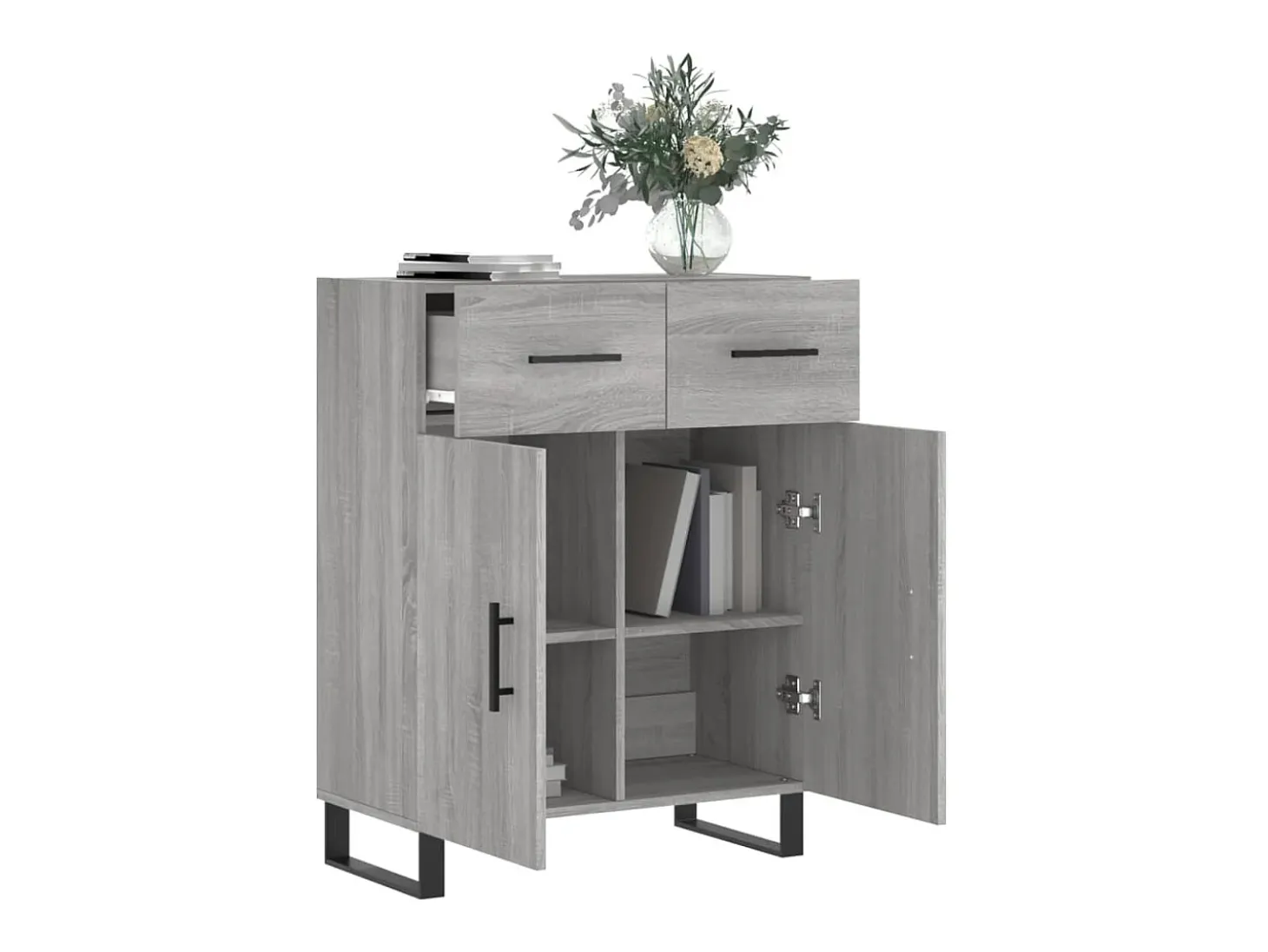 Aparador de madera de ingeniería gris Sonoma 69,5x34x90 cm ES55576