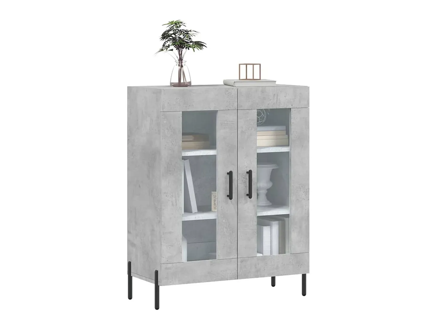 Aparador de madera de ingeniería gris hormigón 69,5x34x90 cm ES19726