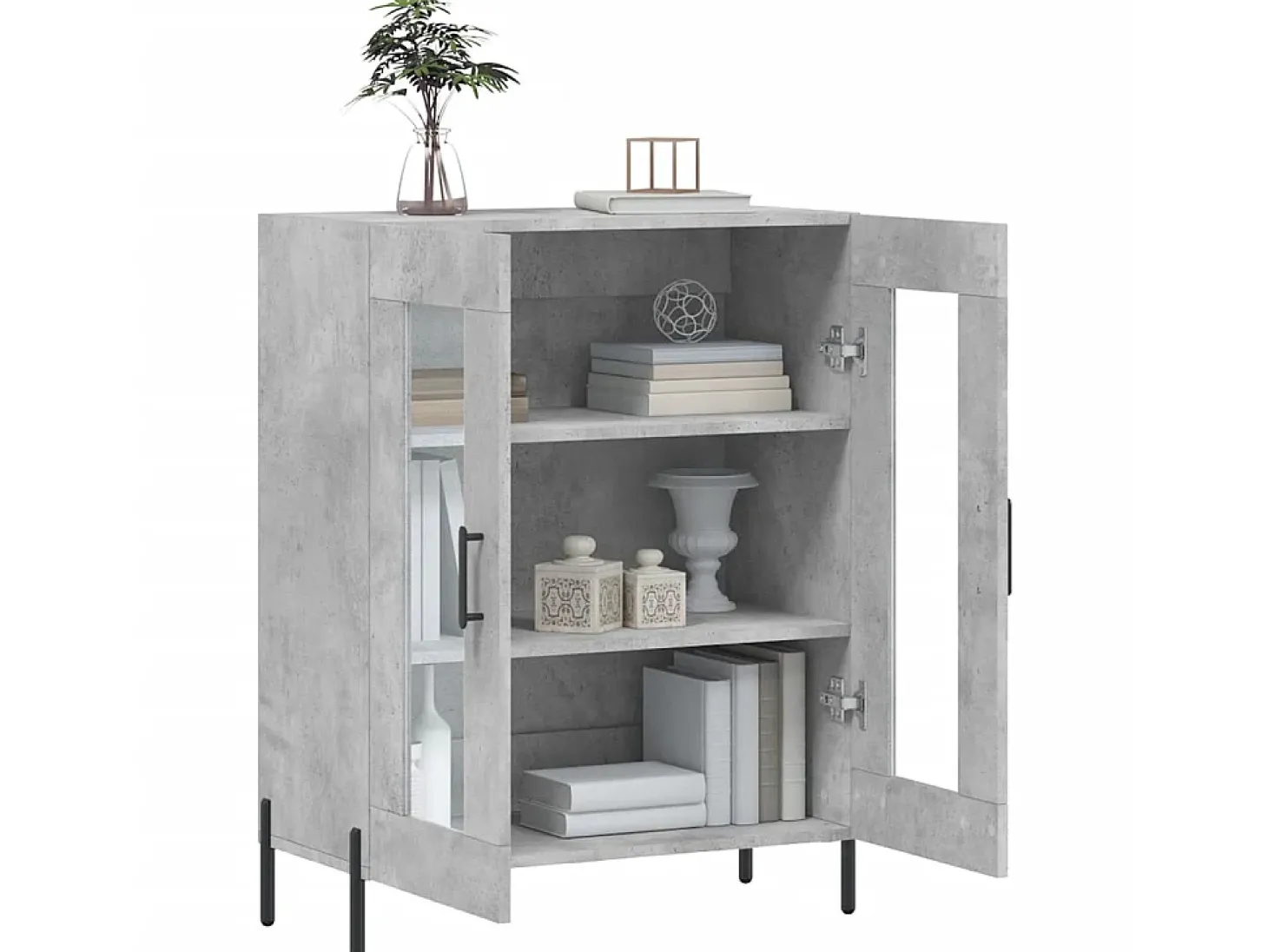 Aparador de madera de ingeniería gris hormigón 69,5x34x90 cm ES19726