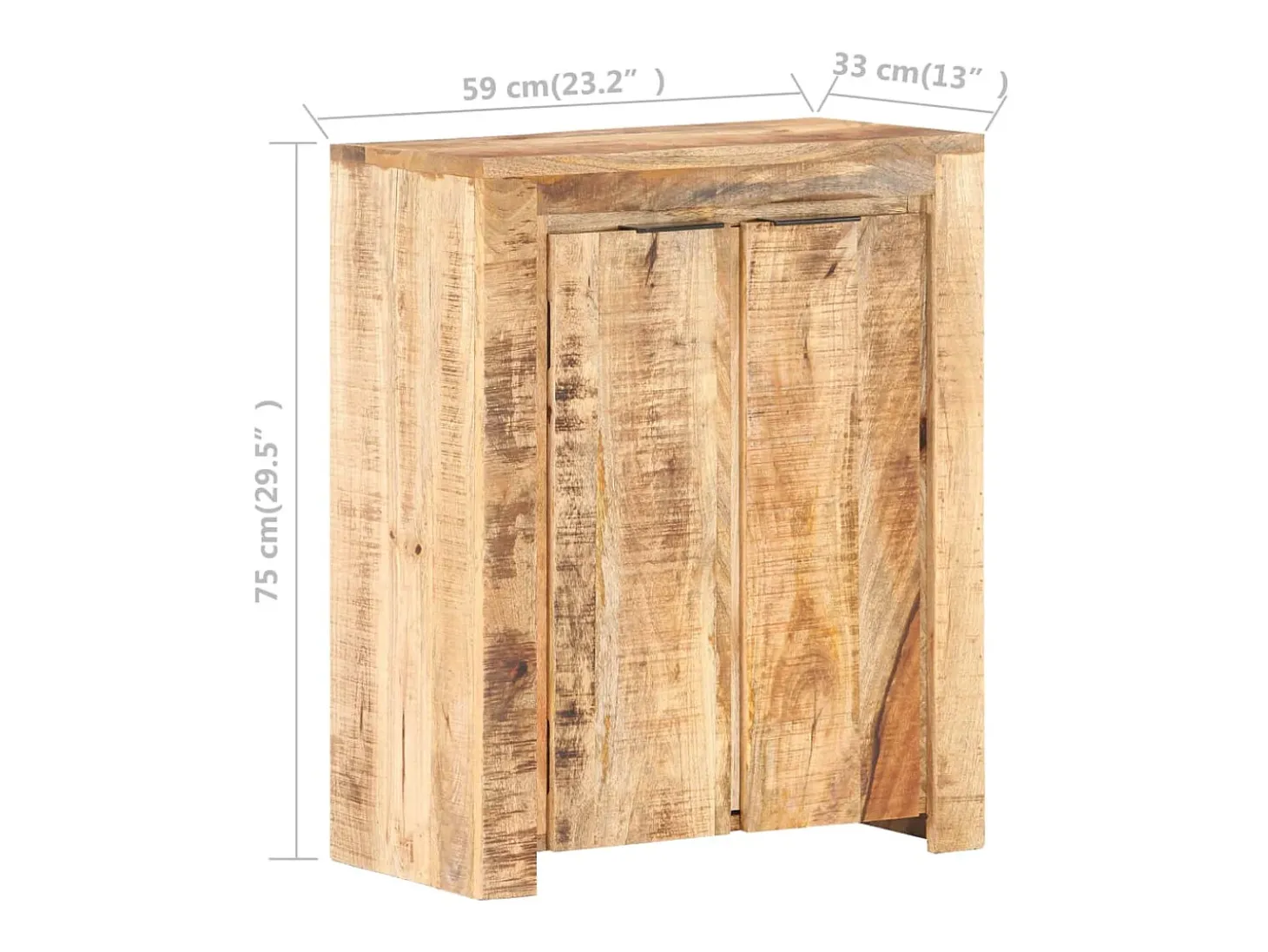 Aparador de madera de mango rugosa 59x33x75 cm