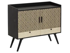 Aparador de madera de mango Capri tejido a mano en negro