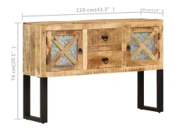 Aparador de madera de mango rugosa 110x30x74 cm