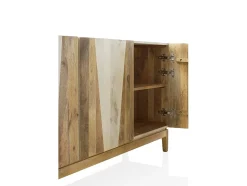 Aparador de madera de mango en color blanco patinado con patas de madera