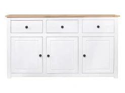 Aparador de madera de pino estilo Panamá blanco 135x40x80 cm