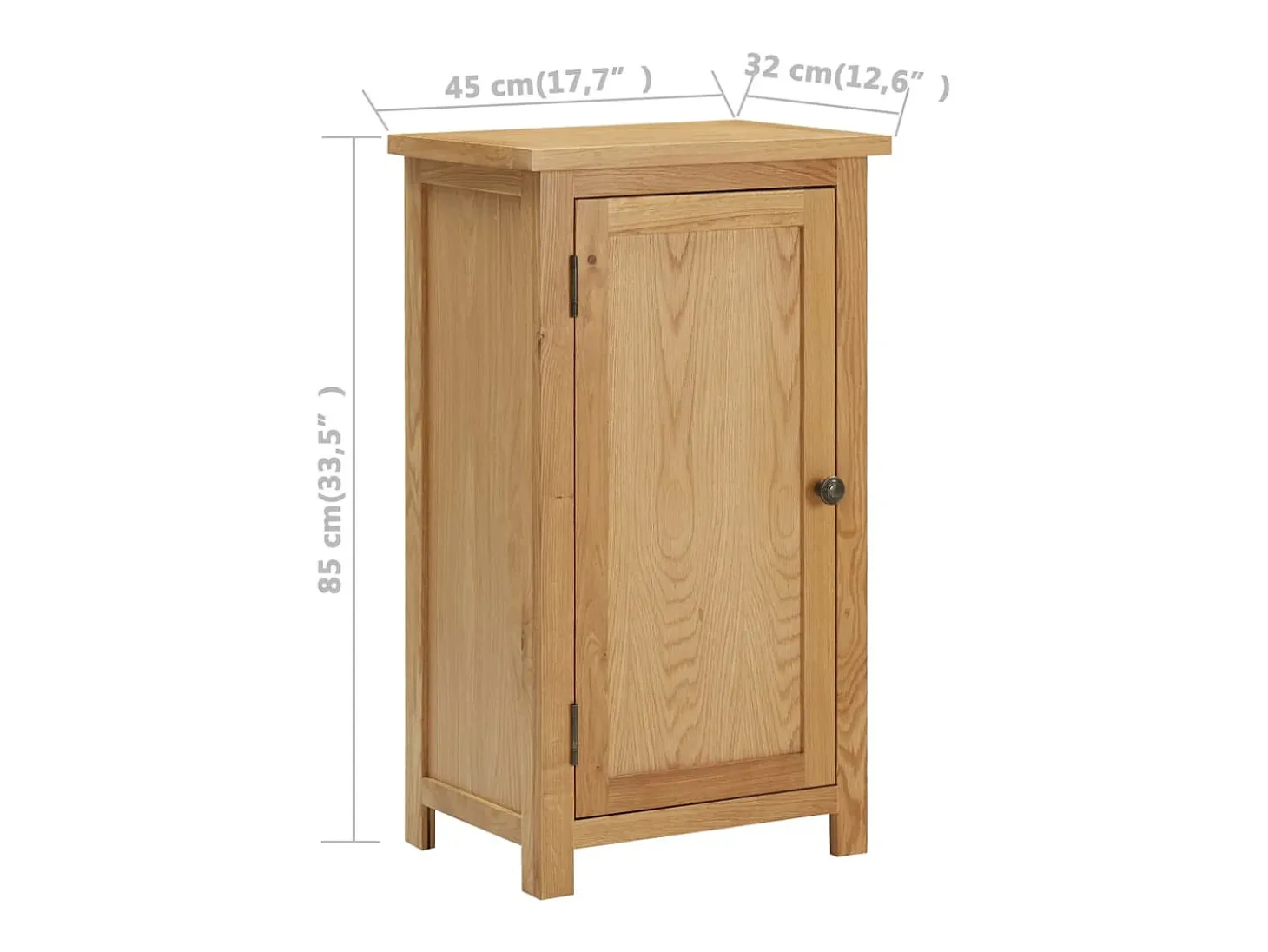 Aparador de madera de roble maciza 45x32x85 cm