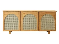 Aparador de madera de teca maciza y rejilla de 180 cm