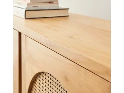 Aparador de madera de teca maciza y rejilla de 180 cm