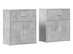 Aparador de madera ingeniería 2 uds gris hormigón 60x31x70 cm