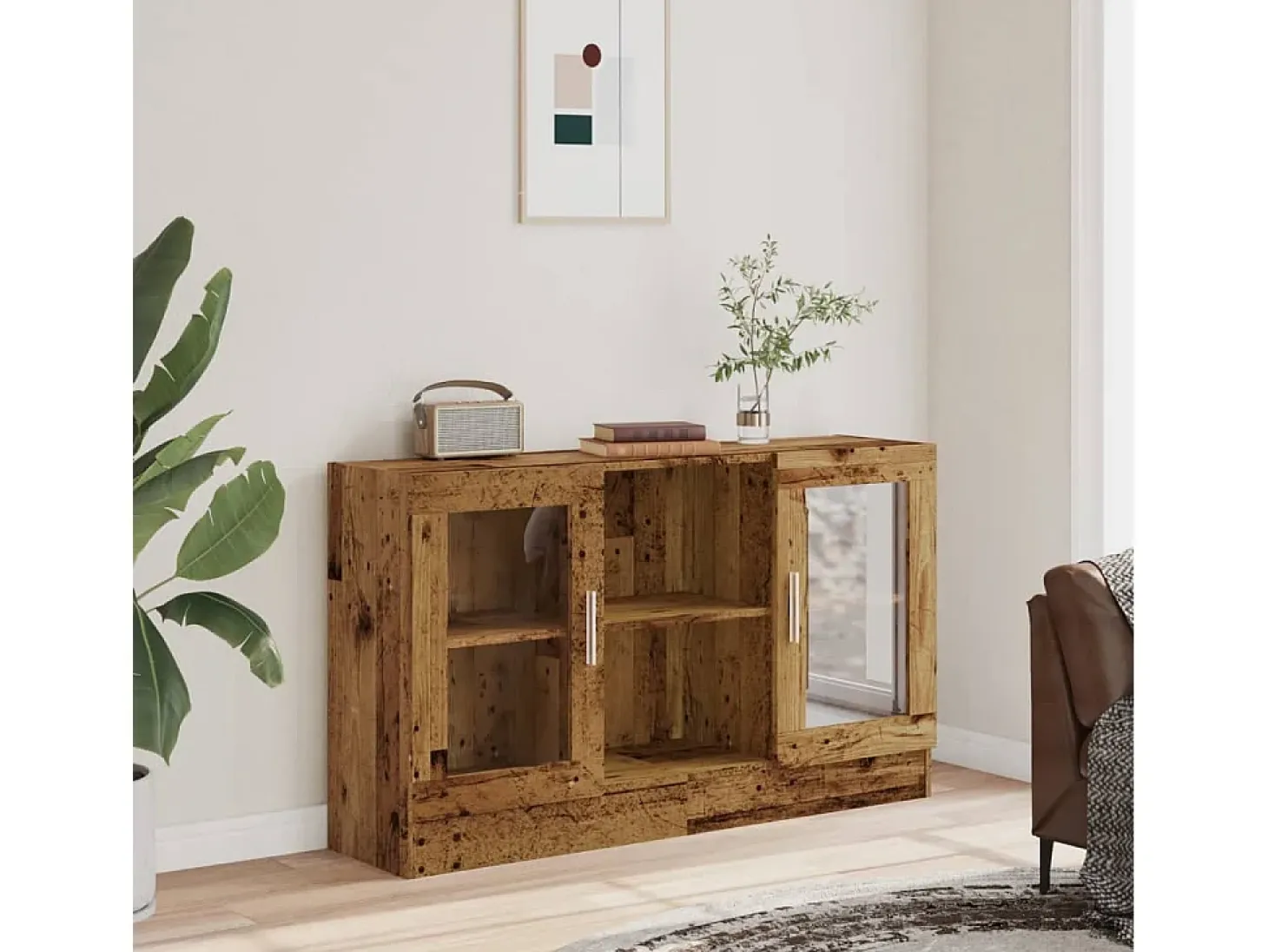 Aparador de madera ingeniería envejecida negro 120x30,5x70 cm