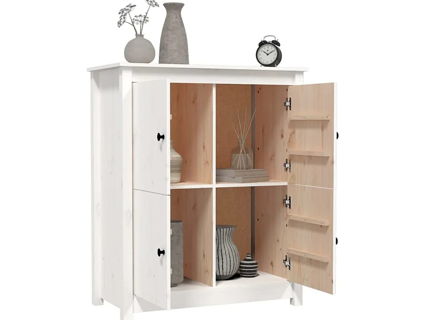 Aparador de madera maciza de pino blanco 83x41,5x100 cm ES45351