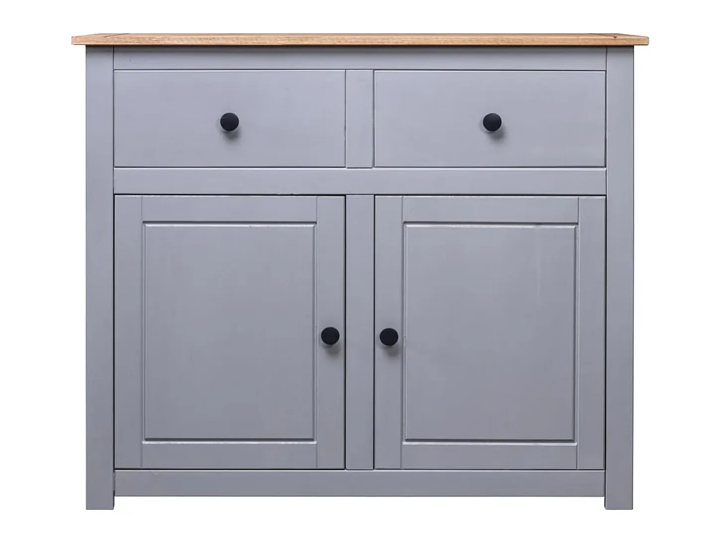Aparador de madera maciza pino estilo Panamá gris 93x40x80 cm ES32990