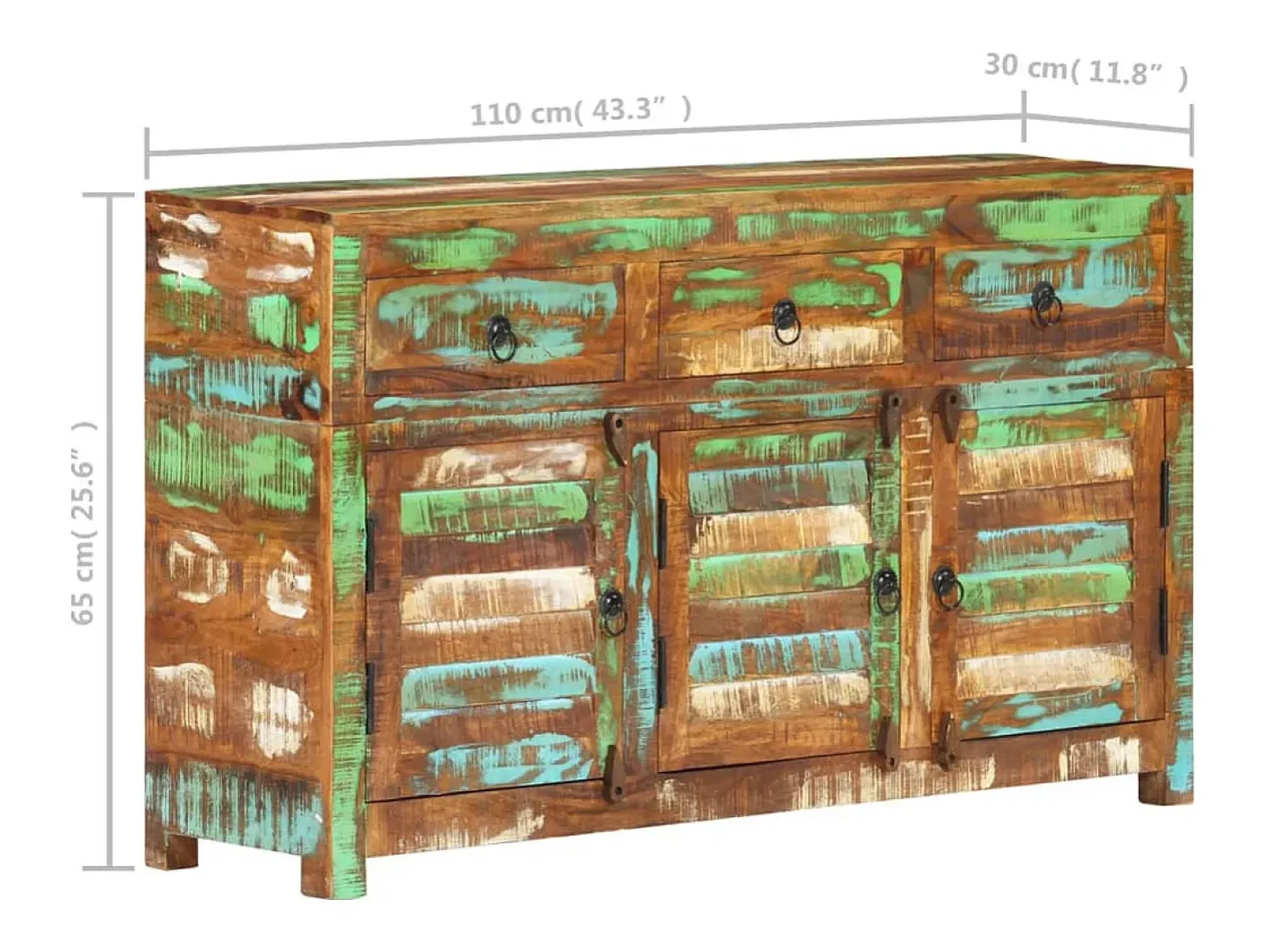 Aparador de madera maciza reciclada 110x35x65 cm