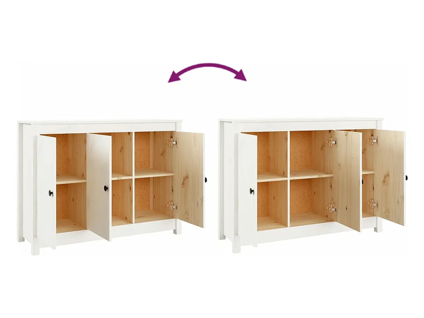 Aparador de madera maciza de pino blanco 100x35x74 cm