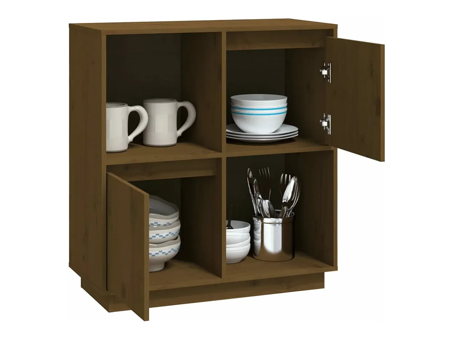 Aparador de madera maciza de pino marrón miel 74x35x80 cm