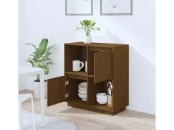 Aparador de madera maciza de pino marrón miel 74x35x80 cm