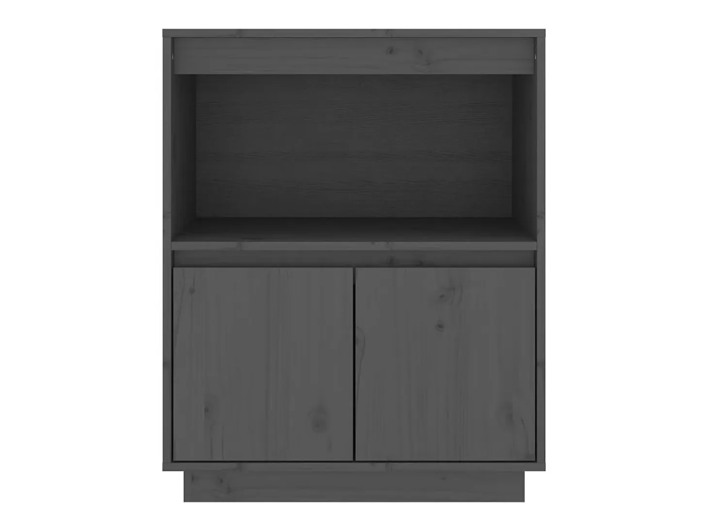 Aparador de madera maciza de pino gris 60x34x75 cm