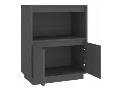 Aparador de madera maciza de pino gris 60x34x75 cm