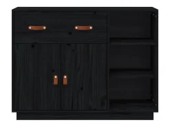 Aparador de madera maciza de pino negro 98,5x40x75 cm