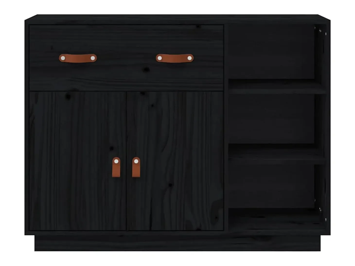 Aparador de madera maciza de pino negro 98,5x40x75 cm