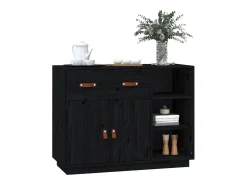 Aparador de madera maciza de pino negro 98,5x40x75 cm