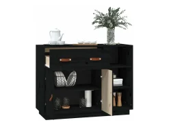 Aparador de madera maciza de pino negro 98,5x40x75 cm