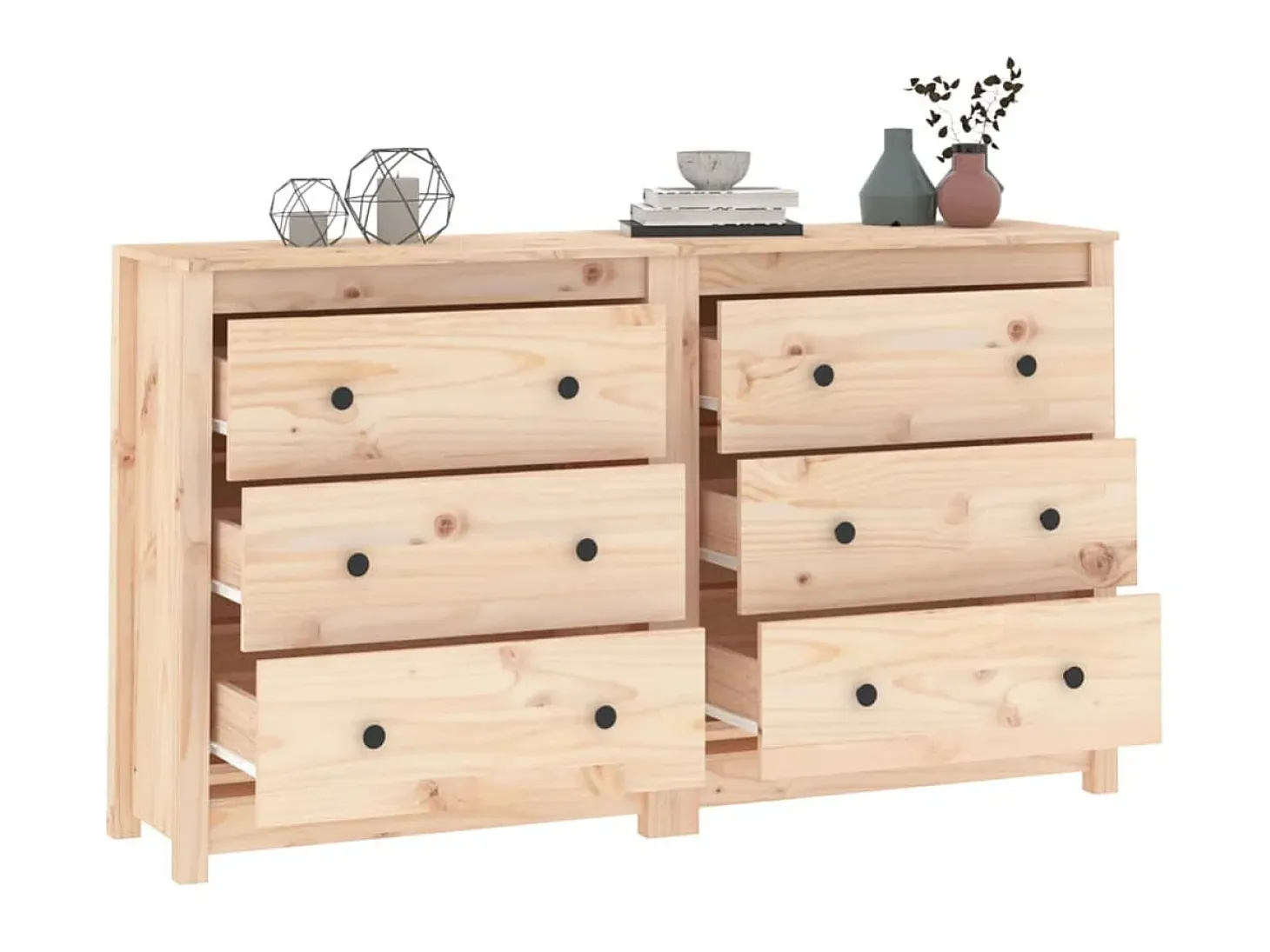 Aparador de madera maciza de pino 140x35x80 cm ES95851