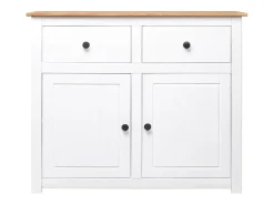 Aparador de madera maciza pino estilo Panamá blanco 93x40x80 cm