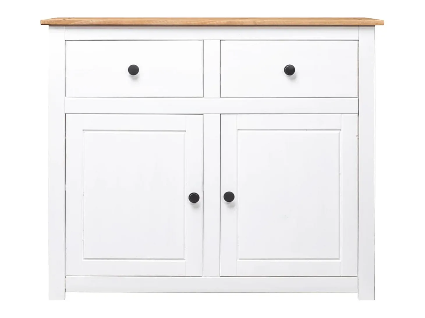 Aparador de madera maciza pino estilo Panamá blanco 93x40x80 cm