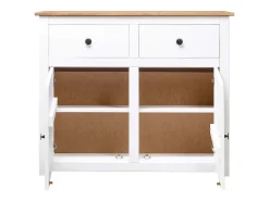 Aparador de madera maciza pino estilo Panamá blanco 93x40x80 cm