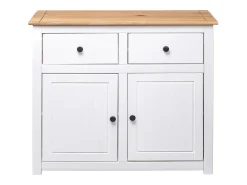 Aparador de madera maciza pino estilo Panamá blanco 93x40x80 cm