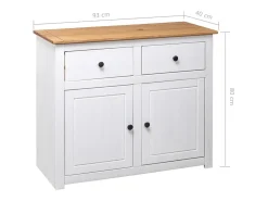 Aparador de madera maciza pino estilo Panamá blanco 93x40x80 cm