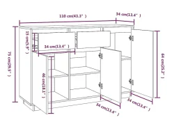 Aparador de madera maciza de pino 110x34x75 cm